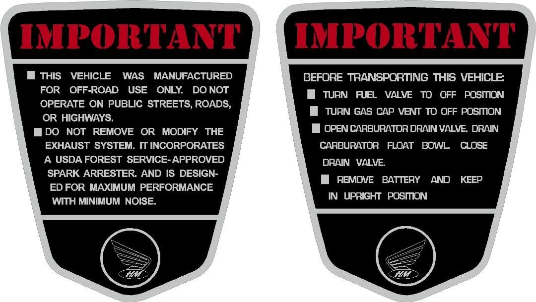 CT70H Trail CT70H KO Frame Decal Complete Set "Trail 70"