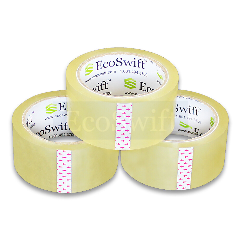 6 ROLLS EcoSwift Carton Sealing Packaging Packing Tape 1.6mil 2 x 55 yard 165 ft
