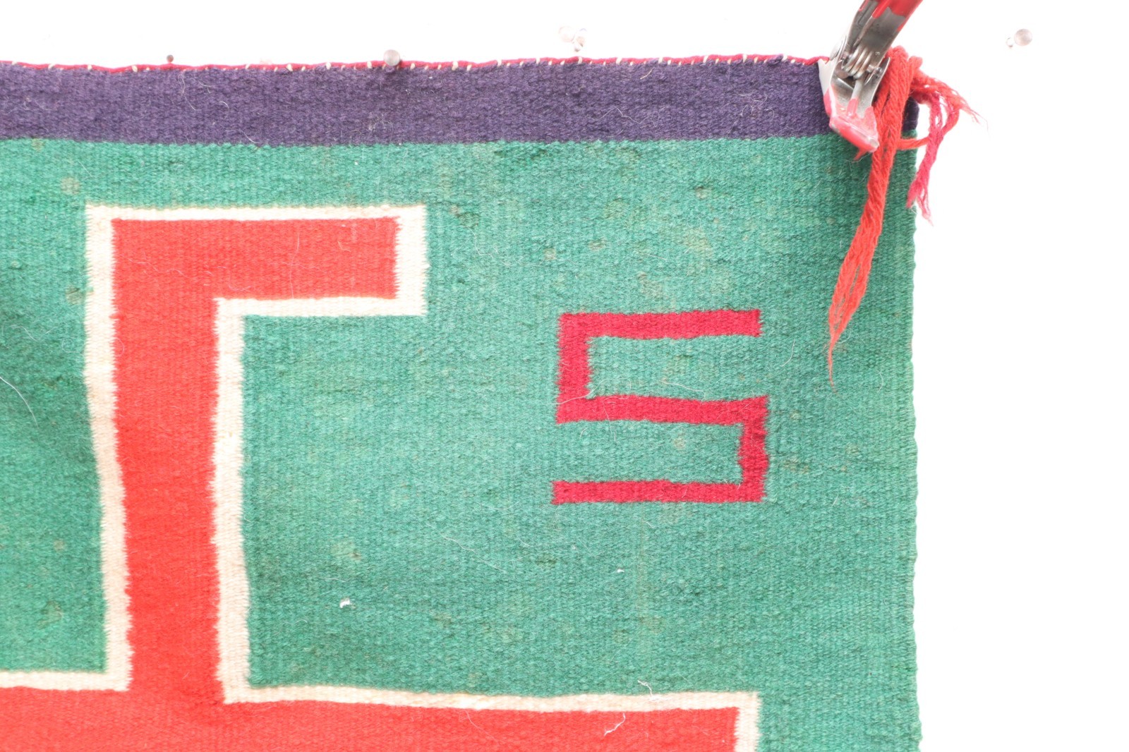 Antique Navajo Germantown Weaving Rug Pictorial Textile 23x22" VTG Whirling LOG