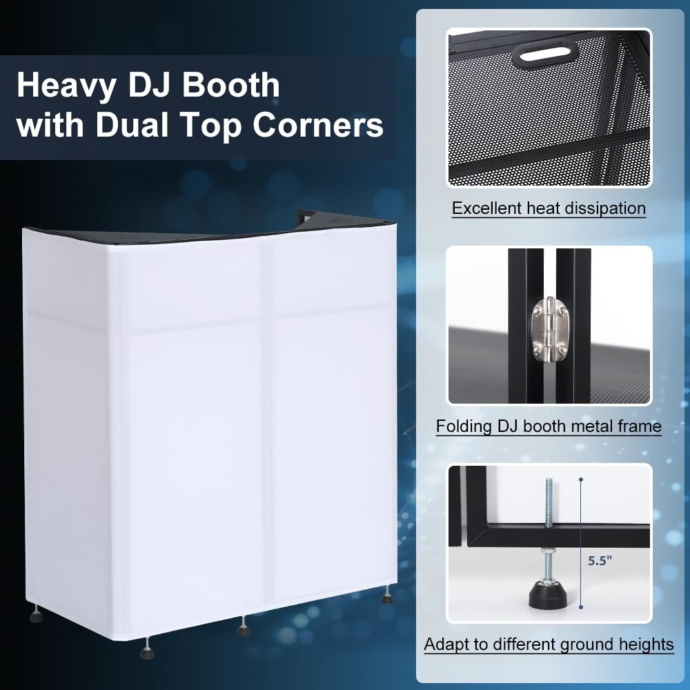 LUCKUP DJ Facade Booth with Corner Panel, Portable DJ Facade with Scrim