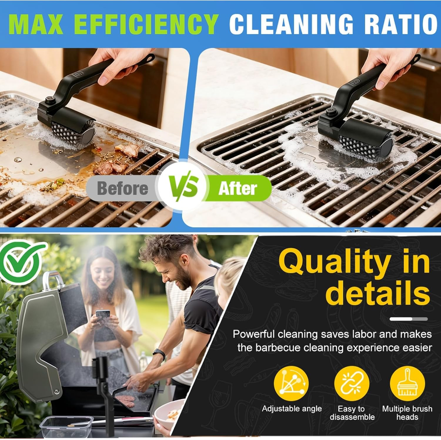 Electric BBQ Grill Brush - 2600mAh Rechargeable Cleaning Brush Wireless Cleaner.