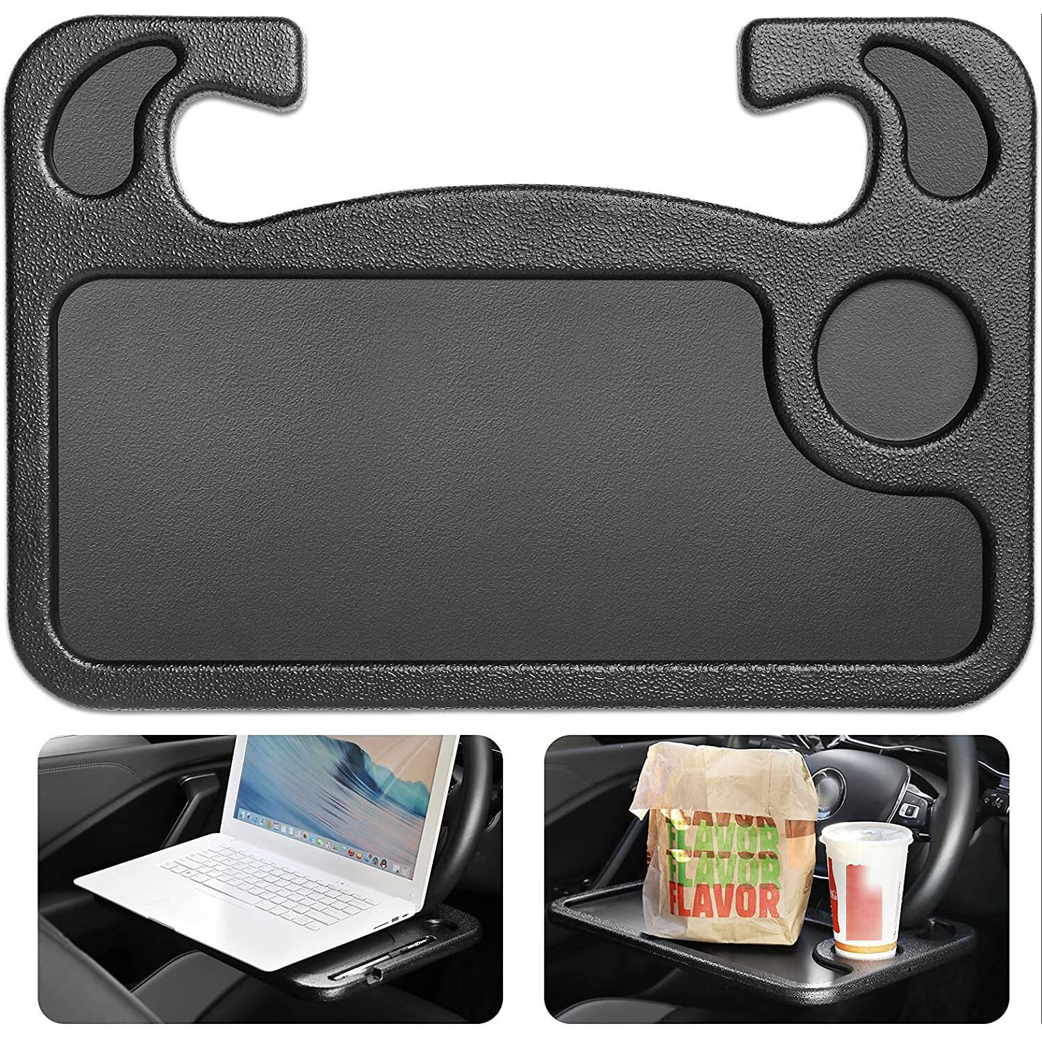 Car Steering Wheel Tray Desk Two Sided For Laptop Drink Food Work Table Holder