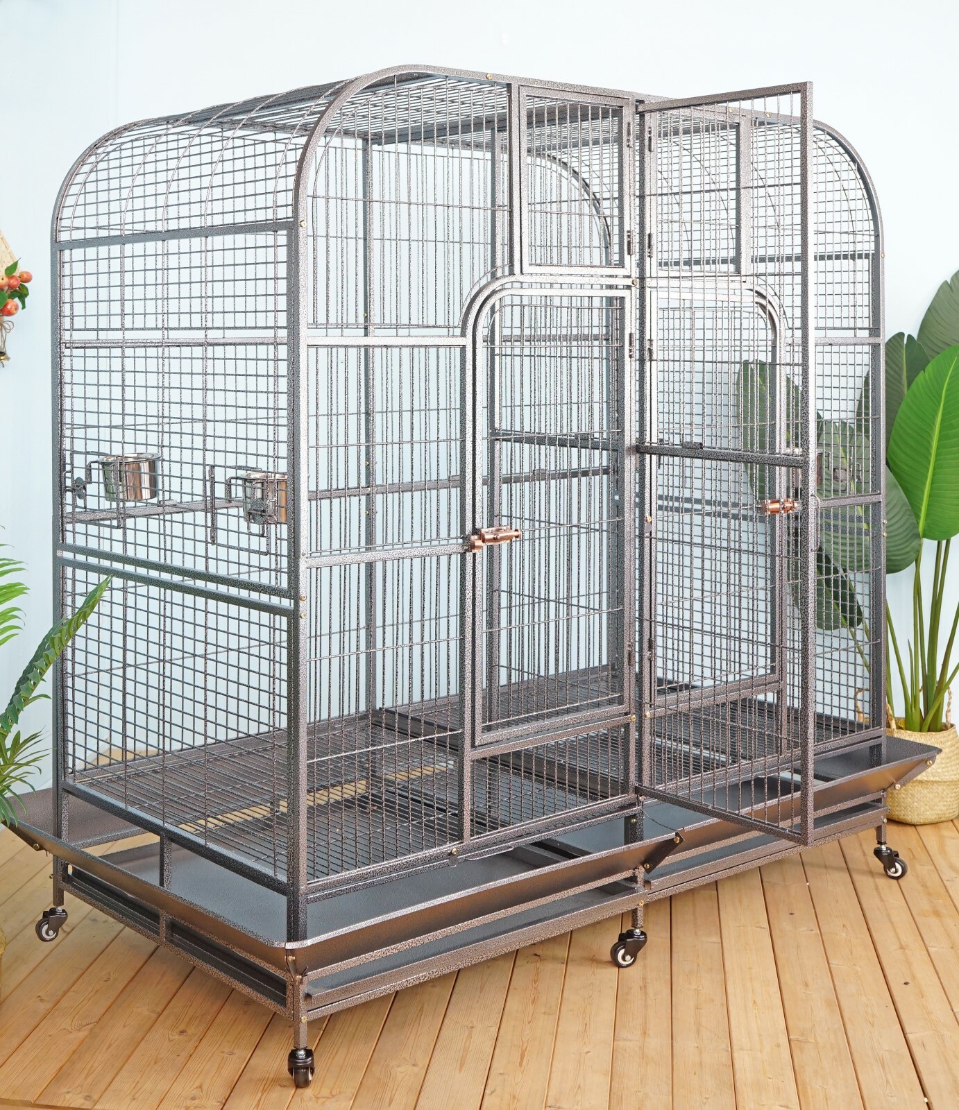 Double Bird Cage with center divider for Parrot Macaw Aviary W64xD32xH73 NEW