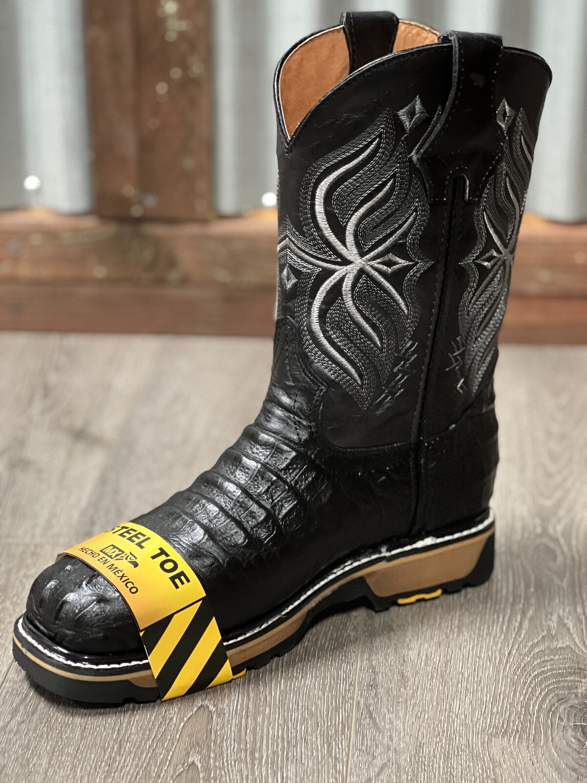 MEN'S STEEL TOE WORK BOOTS PRINT ALLIGATOR SAFETY DUAL SOLE SQUARE TOE BOTAS 830