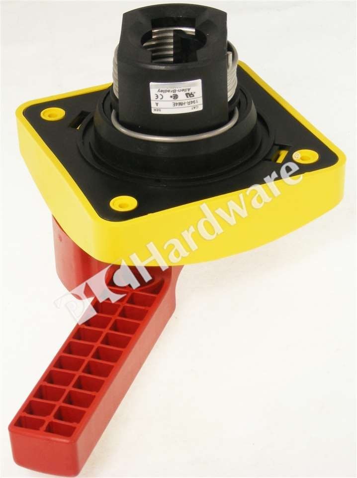 Surplus Open Allen Bradley 194R-HM4E /A 194R Red/Yellow IP66 Operating Handle
