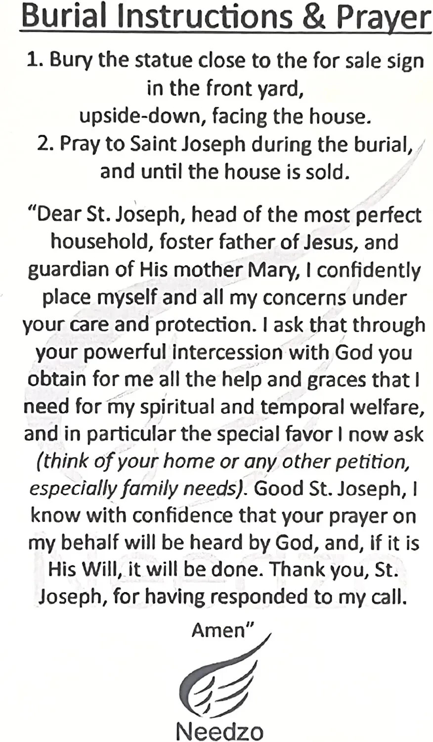Home Seller Kit Saint Joseph Statue with Prayer Card and Instructions for Use