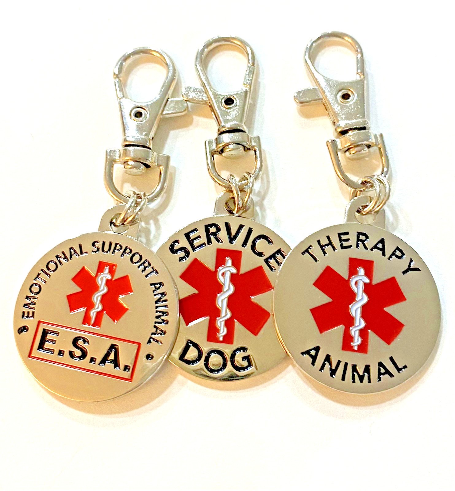 Service Dog/ ESA/ Therapy Dog ID Tags - Clip-on Pet Charm