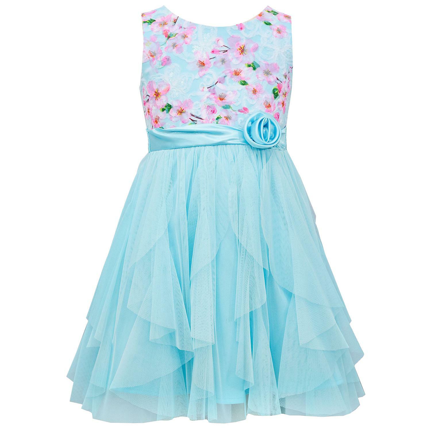 NWT Jessica Ann Blue Floral Tulle Cascade Dress Girls 2T,3T,4,5,6,6x Easter