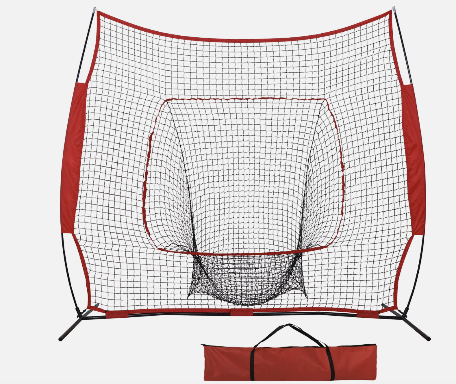 7x7Ft Baseball Softball Practice Batting Training Net w/Carry Bag Strike Zone.OK