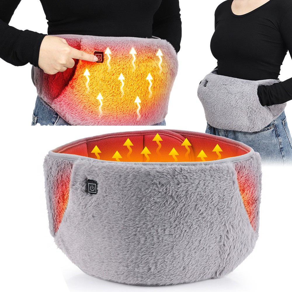 USB Powered Heating Waist Abdomen Belt, Electric Heating Pad with Hand Pockets