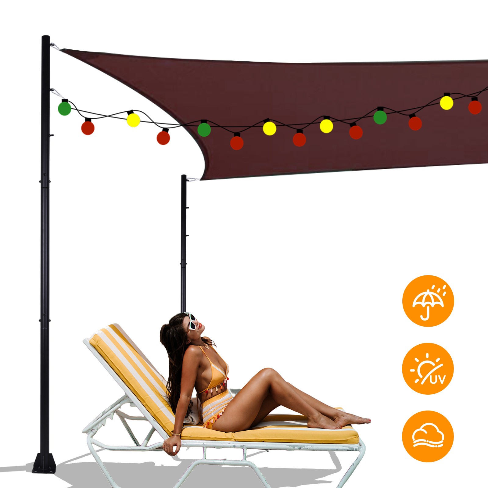 2 Pack 10FT Shade Sail Poles Heavy Duty Shade Sail Post for Garden Yard Backyard