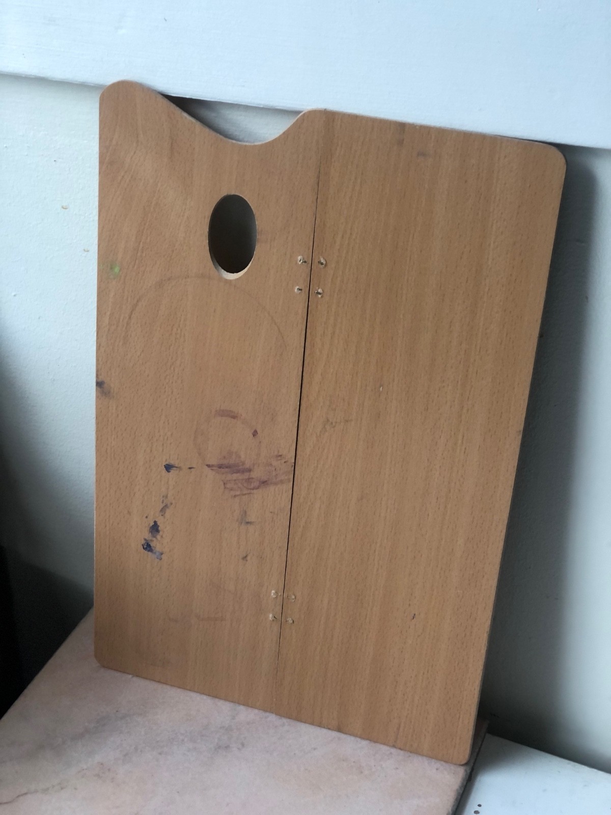 Foldable Wooden Oil Painting Artist Palette, Hinged, Travel Art Palette