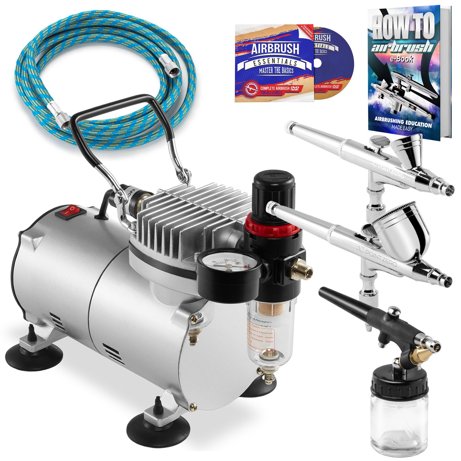 Dual Action Airbrush Kit with 3 Airbrushes
