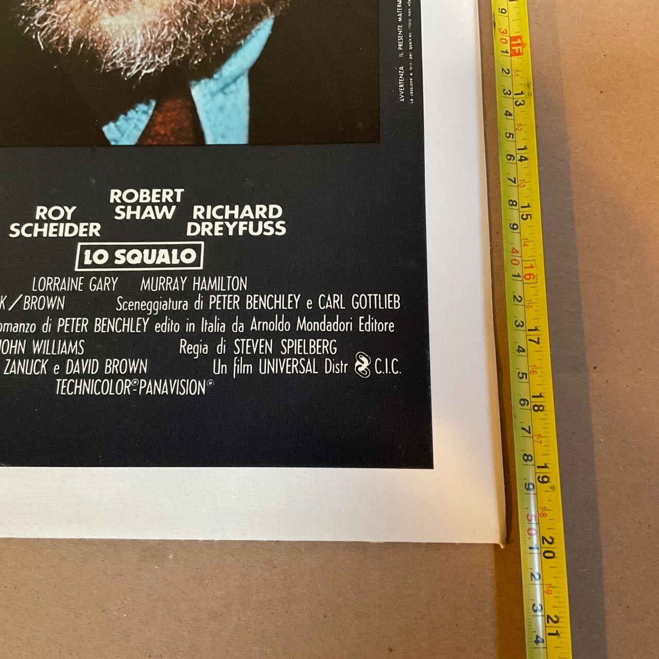 VINTAGE ORIGINAL JAWS SPIELBERG ITALY LARGE 28" X 20" MOVIE POSTER LO SQUALO