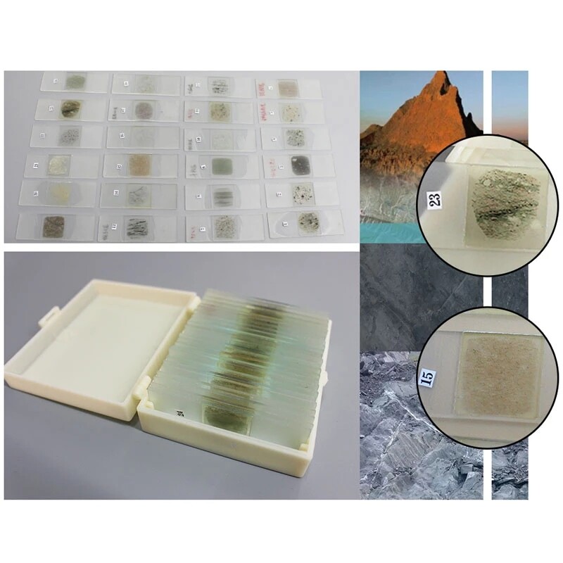 20pcs Geology Study Mineral Thin Section Prepared Microscope Rock Slides