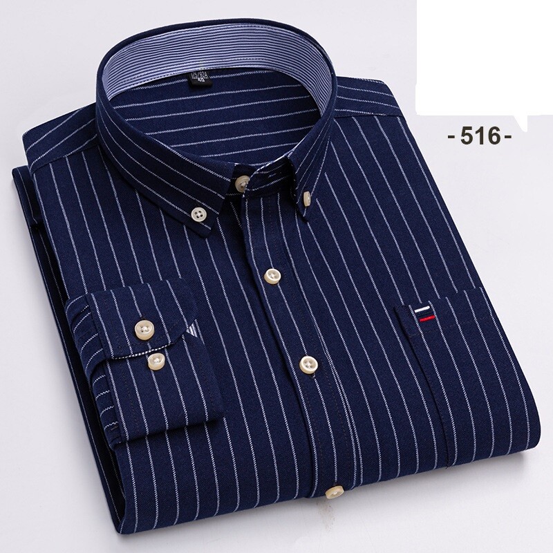 Men's Oxford Cotton Dress Shirt Long Sleeve Formal Business