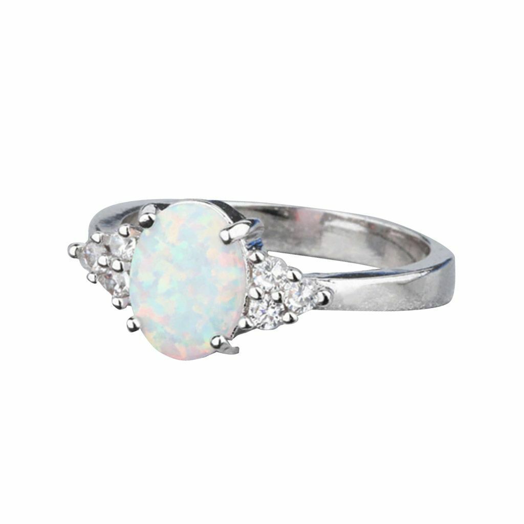 Silver Fire Opal Ring in 925 Sterling Gemstone Jewelry Ring Size 6 -10 Hot