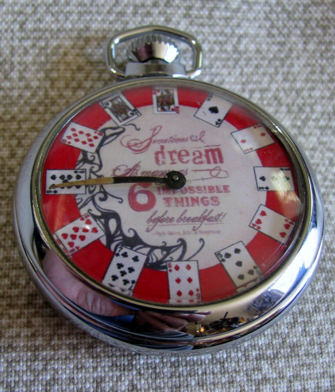FINE VINTAGE GAMBLING WATCH STYLE 12 CARDS IN 4 SUITS POCKET MECHANICAL DEVICE
