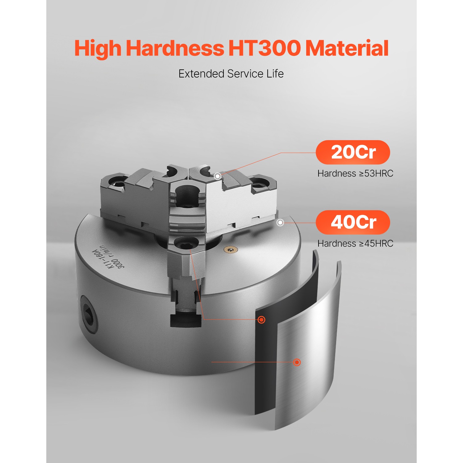 6 Inch 3-Jaw Self-Centering Lathe Chuck with 1 1/2 in-8 Threaded Backing Plate