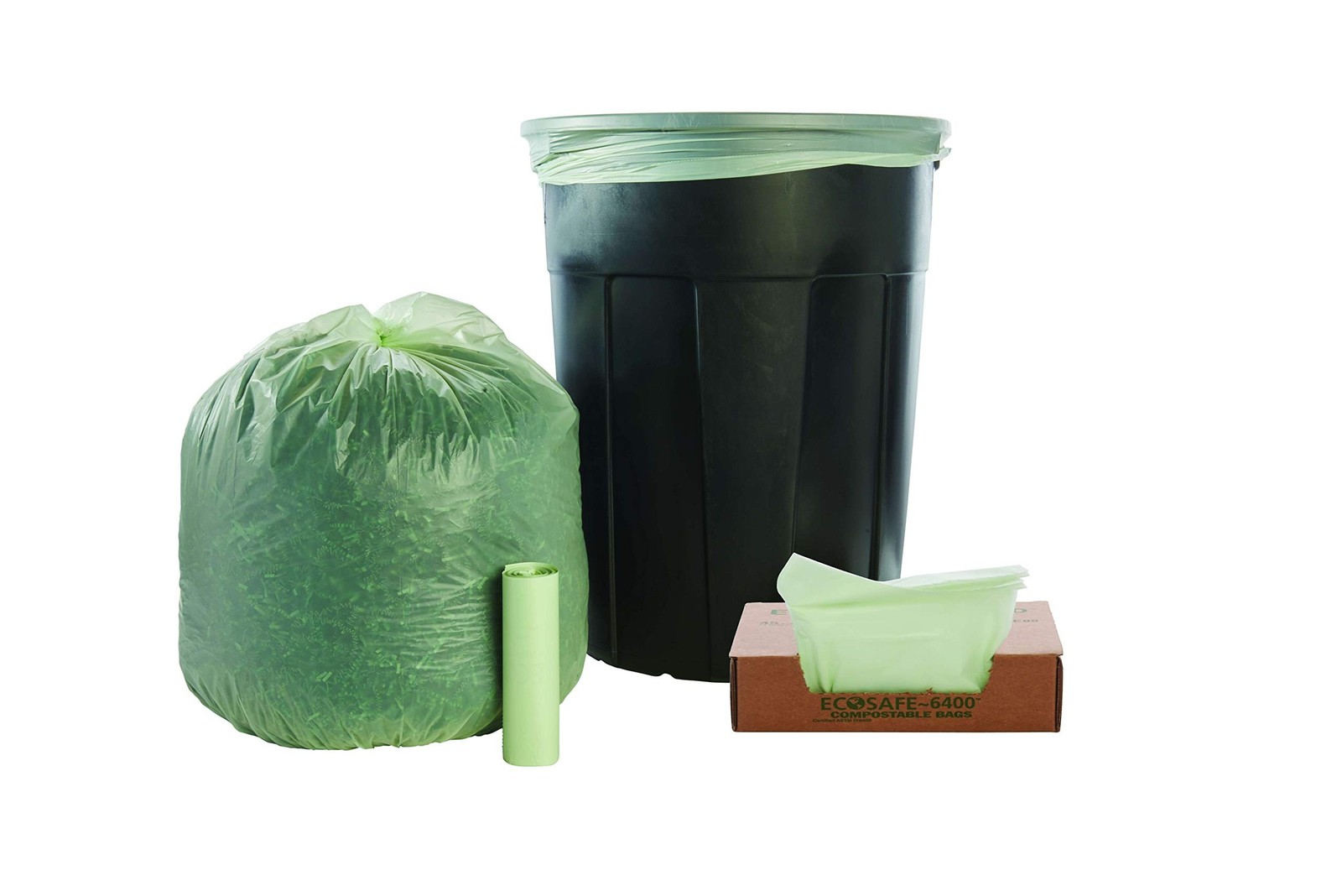 Stout by Envision Ecosafe-6400 Bags, 32 Gal, 0.85 Mil, 33" X 48", Green, 50/box