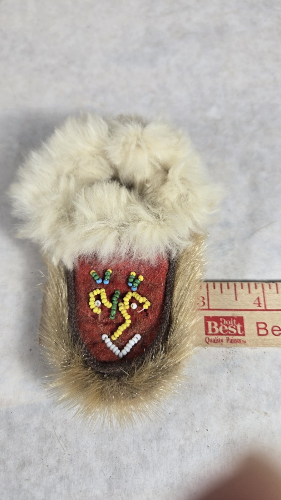 Early 1900's Moccasins Hand Made Native American Baby Toddler Leather Fur Beads