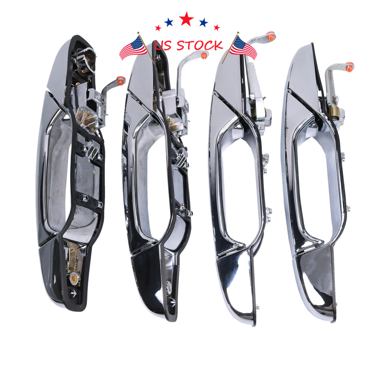 4x Chrome Door Handles Left&Right For GMC Chevy Tahoe Yukon Sierra Denali 07-13