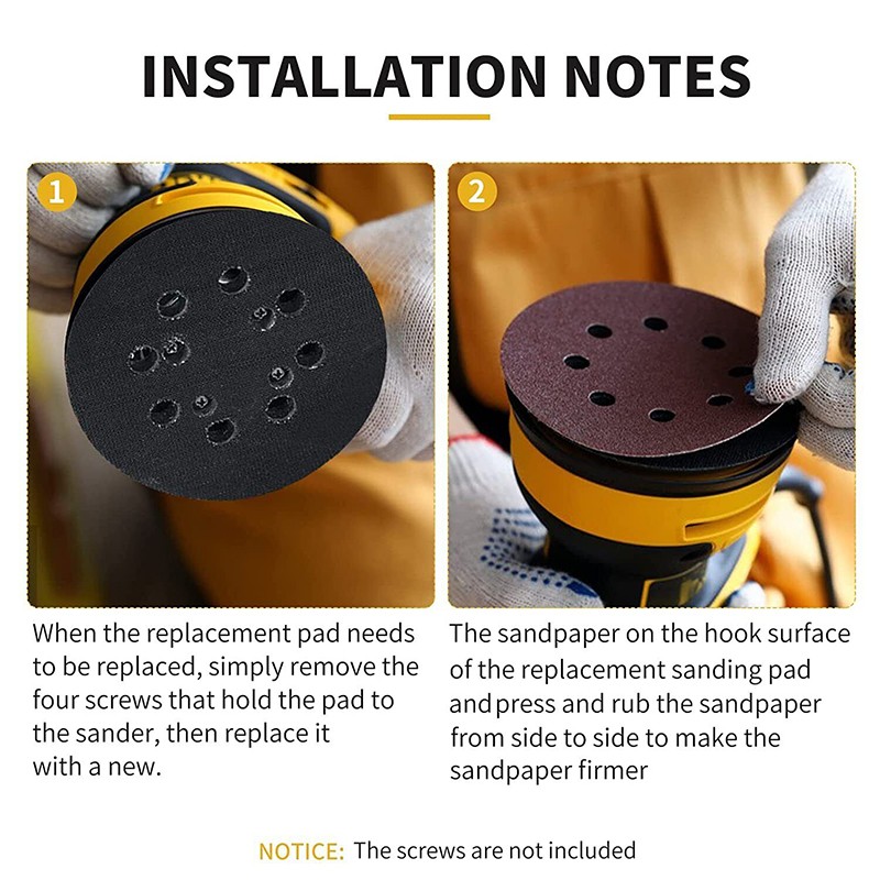 5" Replacement Sander Pads for DeWalt Sander, 5 Inch 8 Hole Hook and Loop