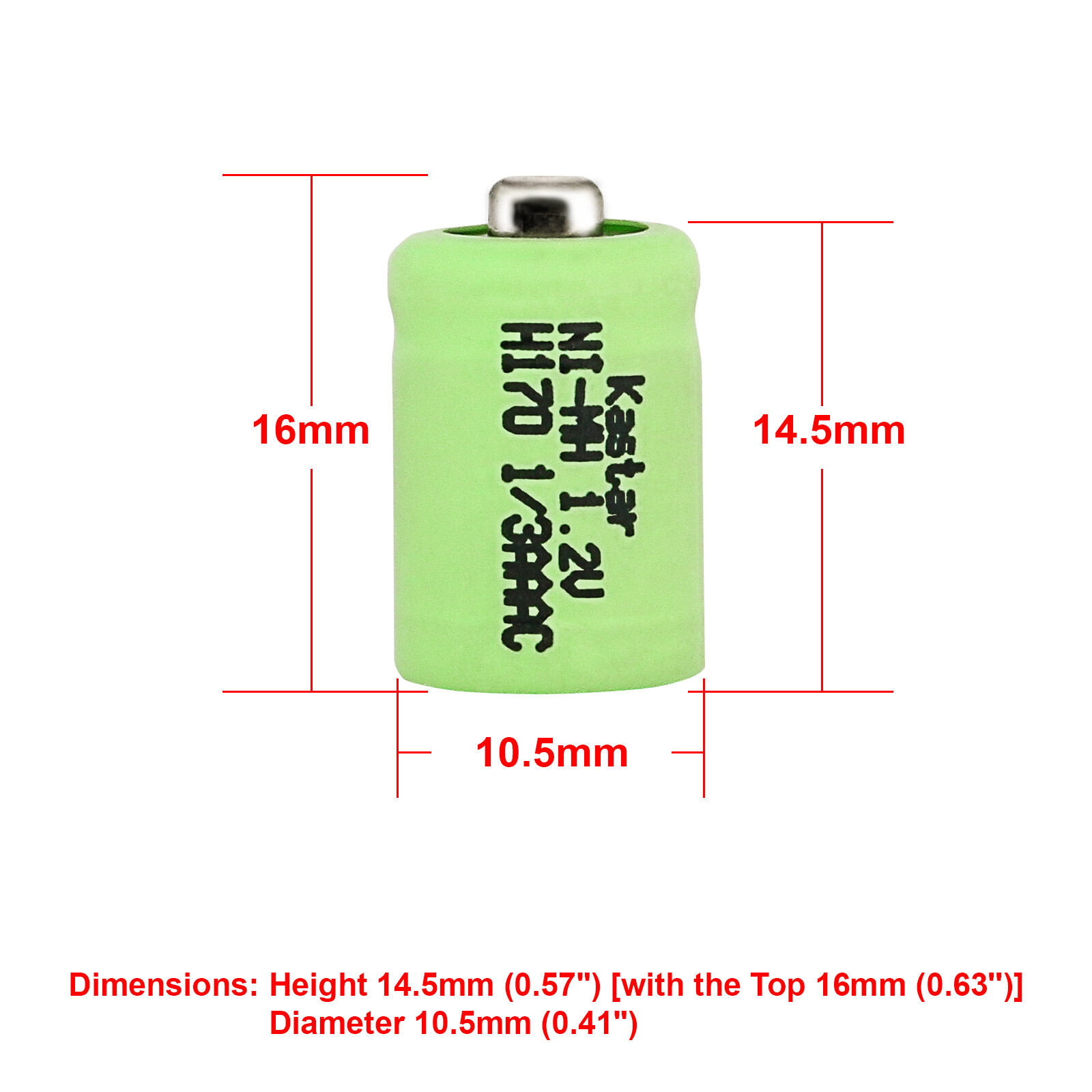 Kastar 1/3 AAA 1/3AAA 170 mAh Button Top MiMH Battery for Solar Lights