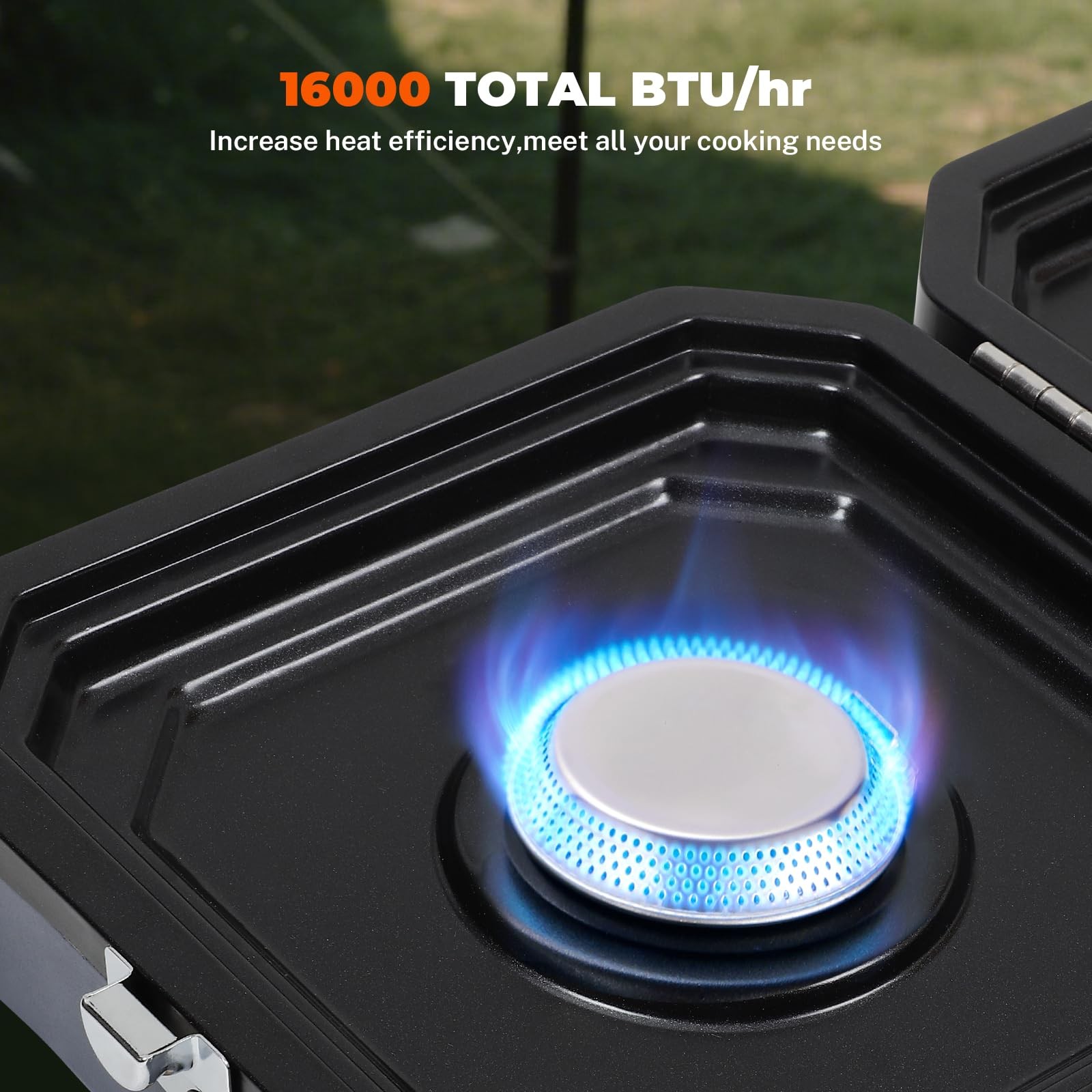 2-Burner Propane Stove with Griddle and Carrying Bag, Portable Camping Stove