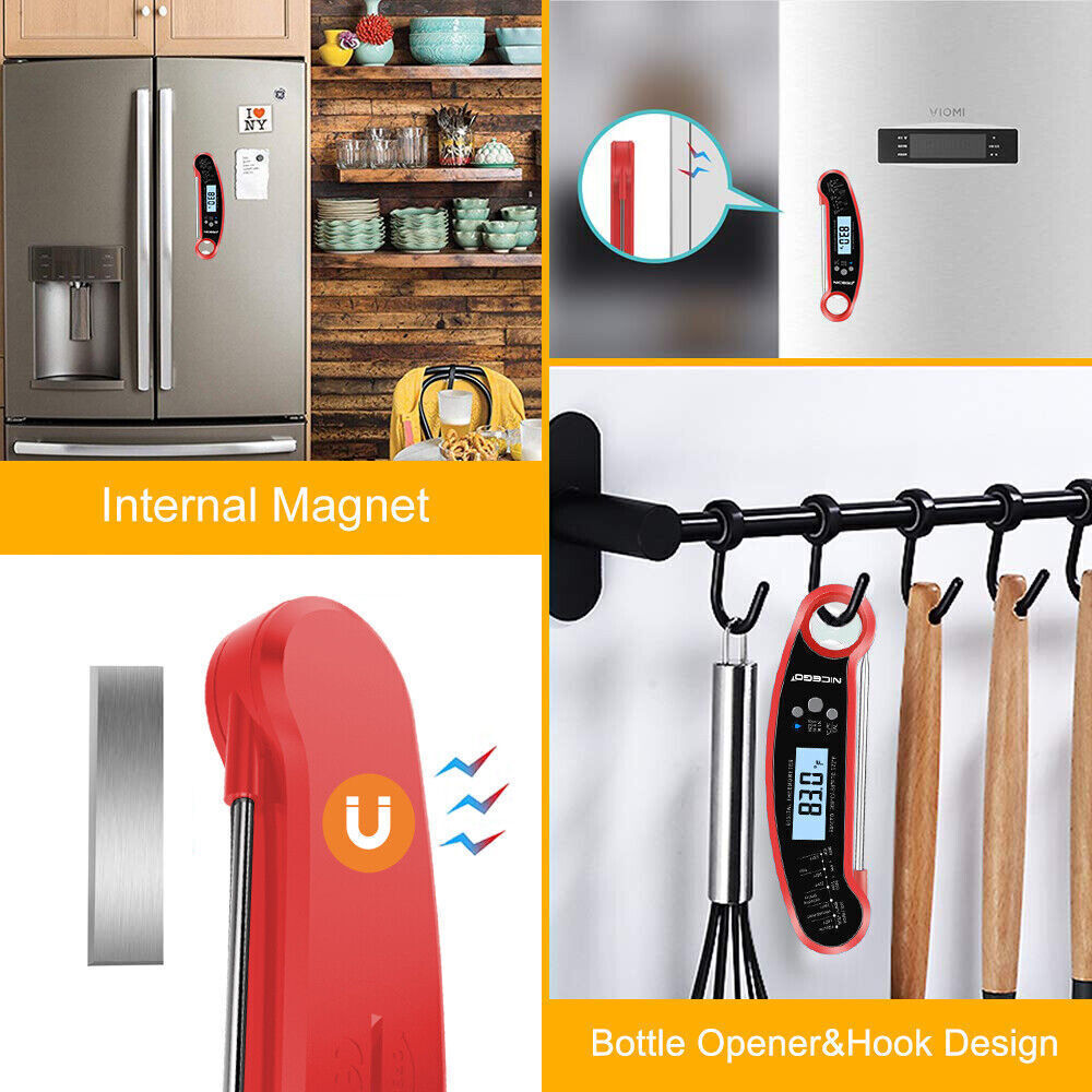 Instant Read Digital Meat Thermometer Fast for Kitchen Food Cooking BBQ Grilling