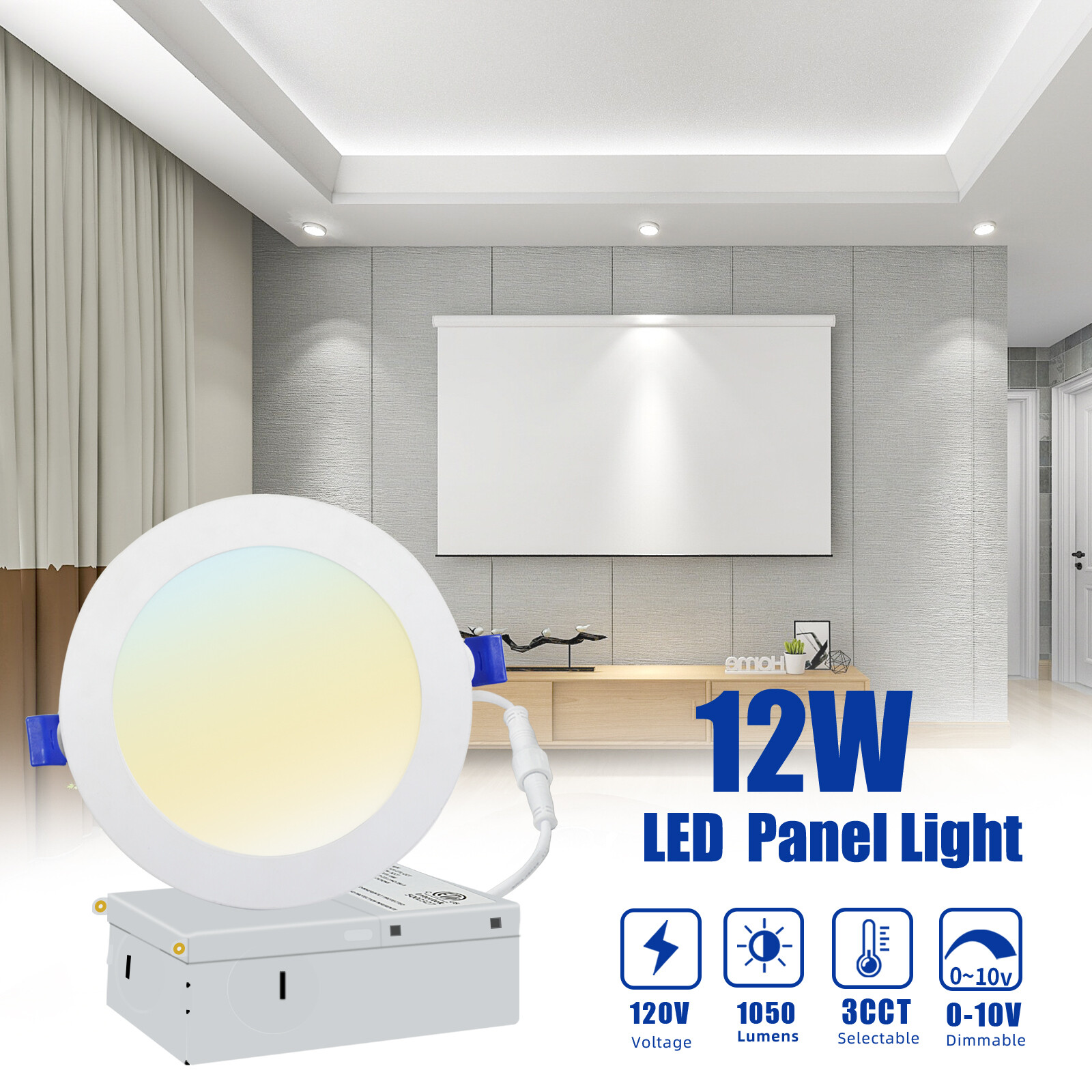 6 12 Pack 6" Inch Ultra Thin LED Recessed Ceiling Light & Junction Box,US Ship