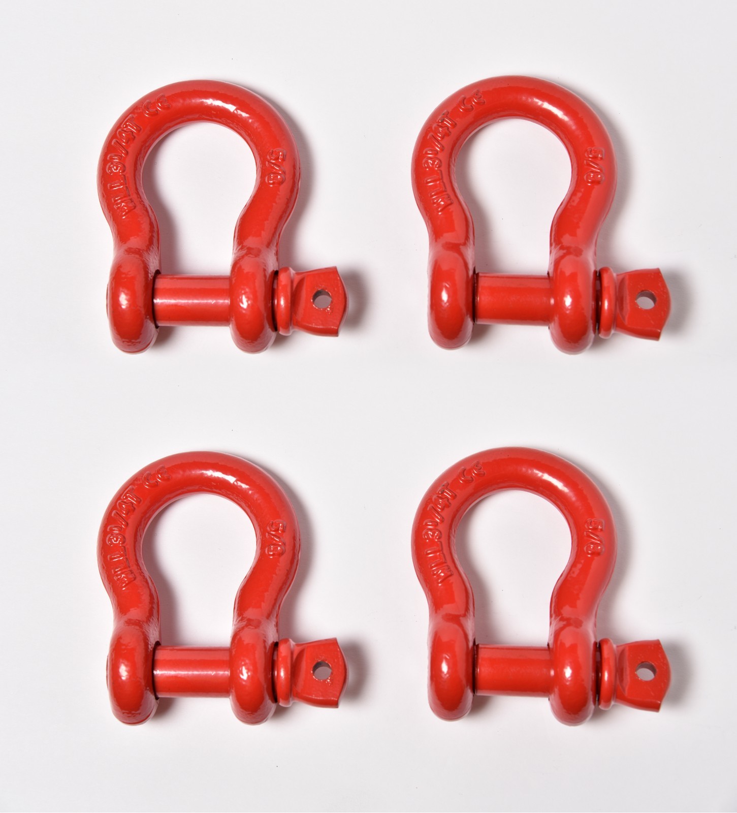 4 Pack 5/8" Red Bow Shackle D-Ring w 3/4" Clevis Screw Pin WLL 7000lbs 3.25 TON