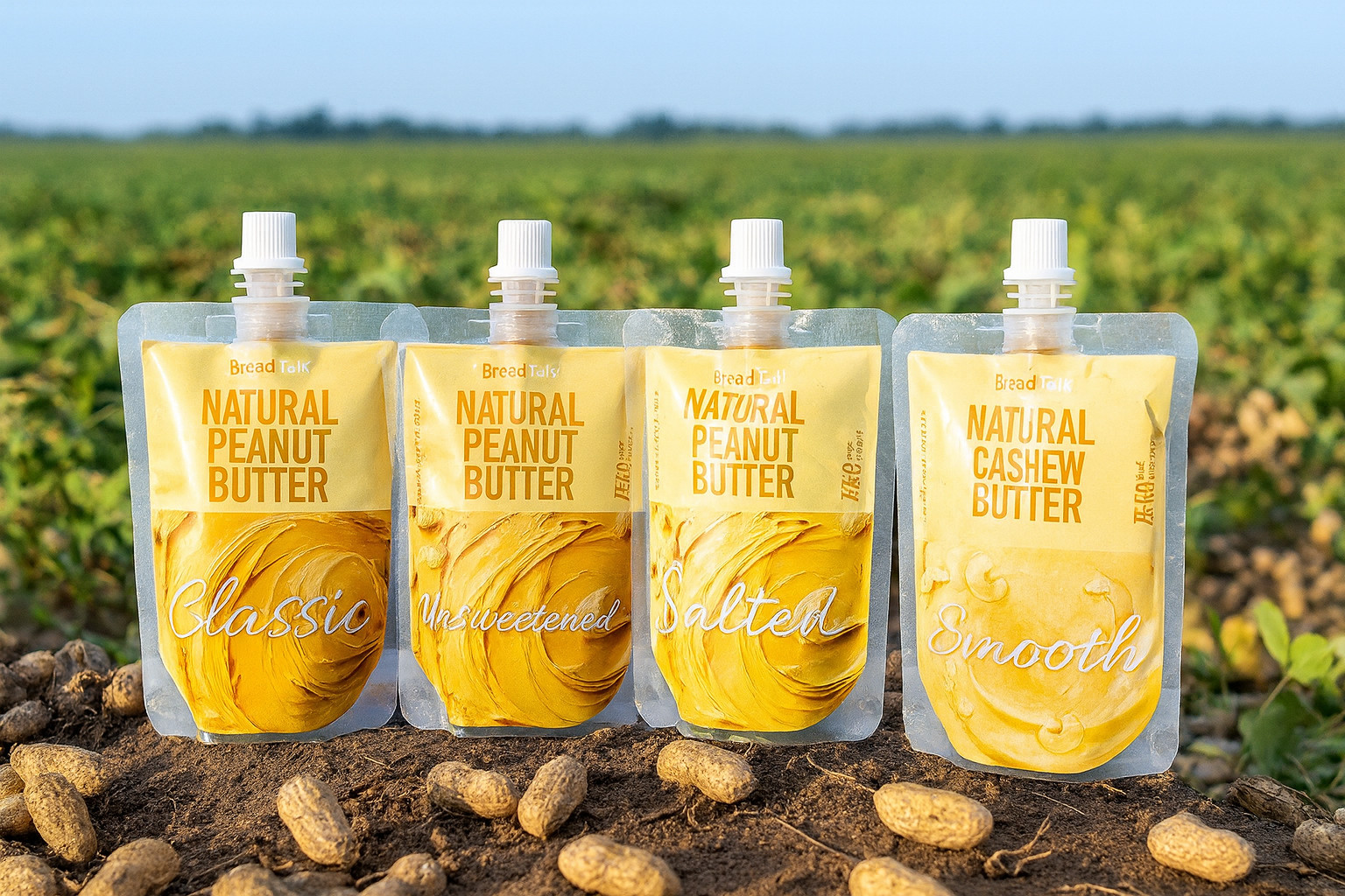 4 Pcks Natural Peanut Butter & Cashew Nut Butter BreadTalk Company Myanmar Burma