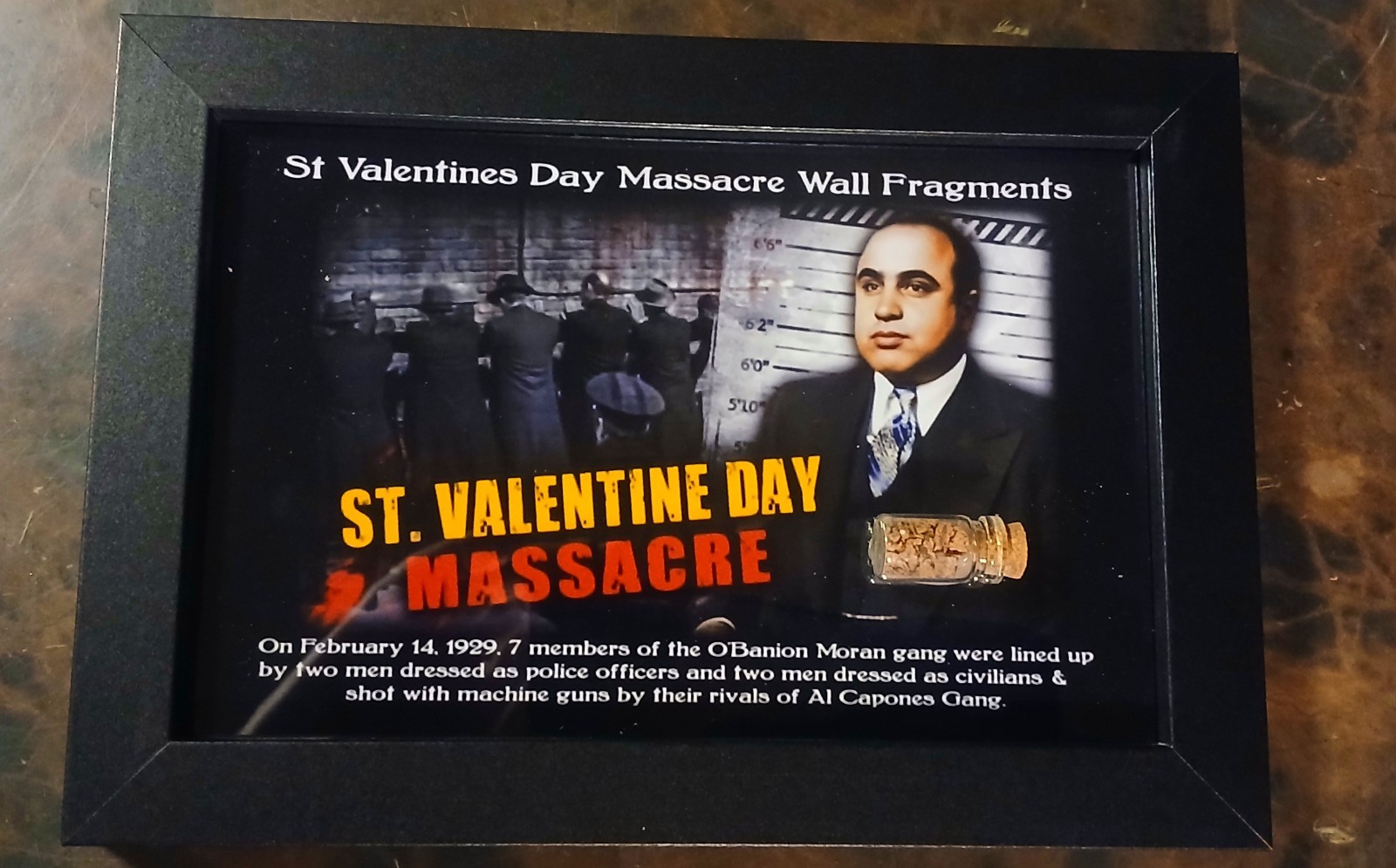 Authentic St Valentines Day Massacre Brick Fragments Al Capone Relic w/COA