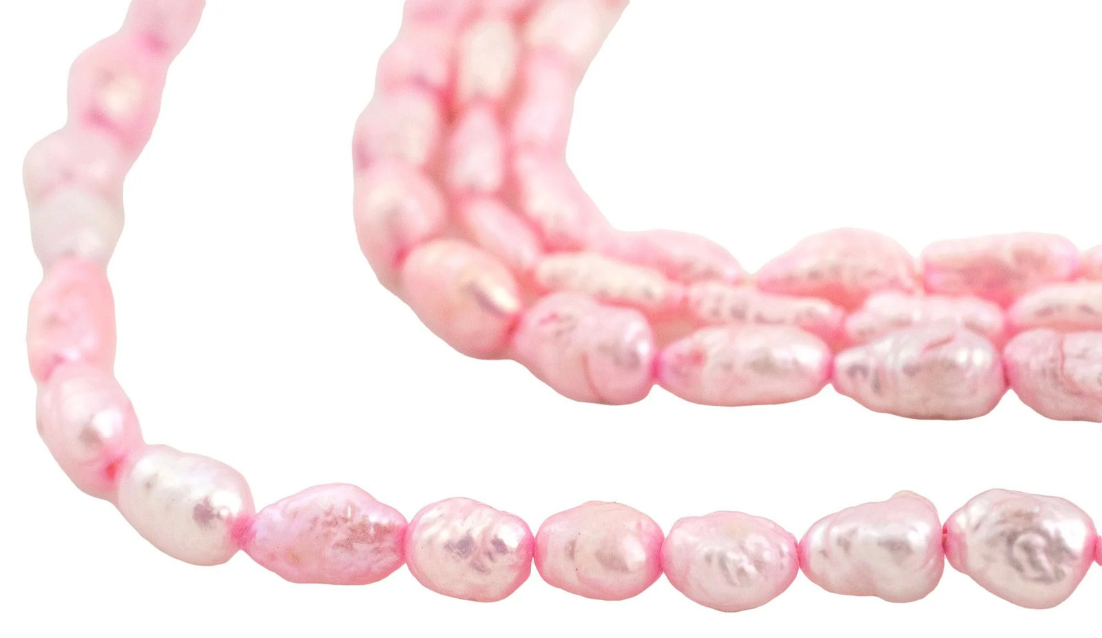 Bright Pink Vintage Japanese Rice Pearl Beads 4mm Oval 16 Inch Strand