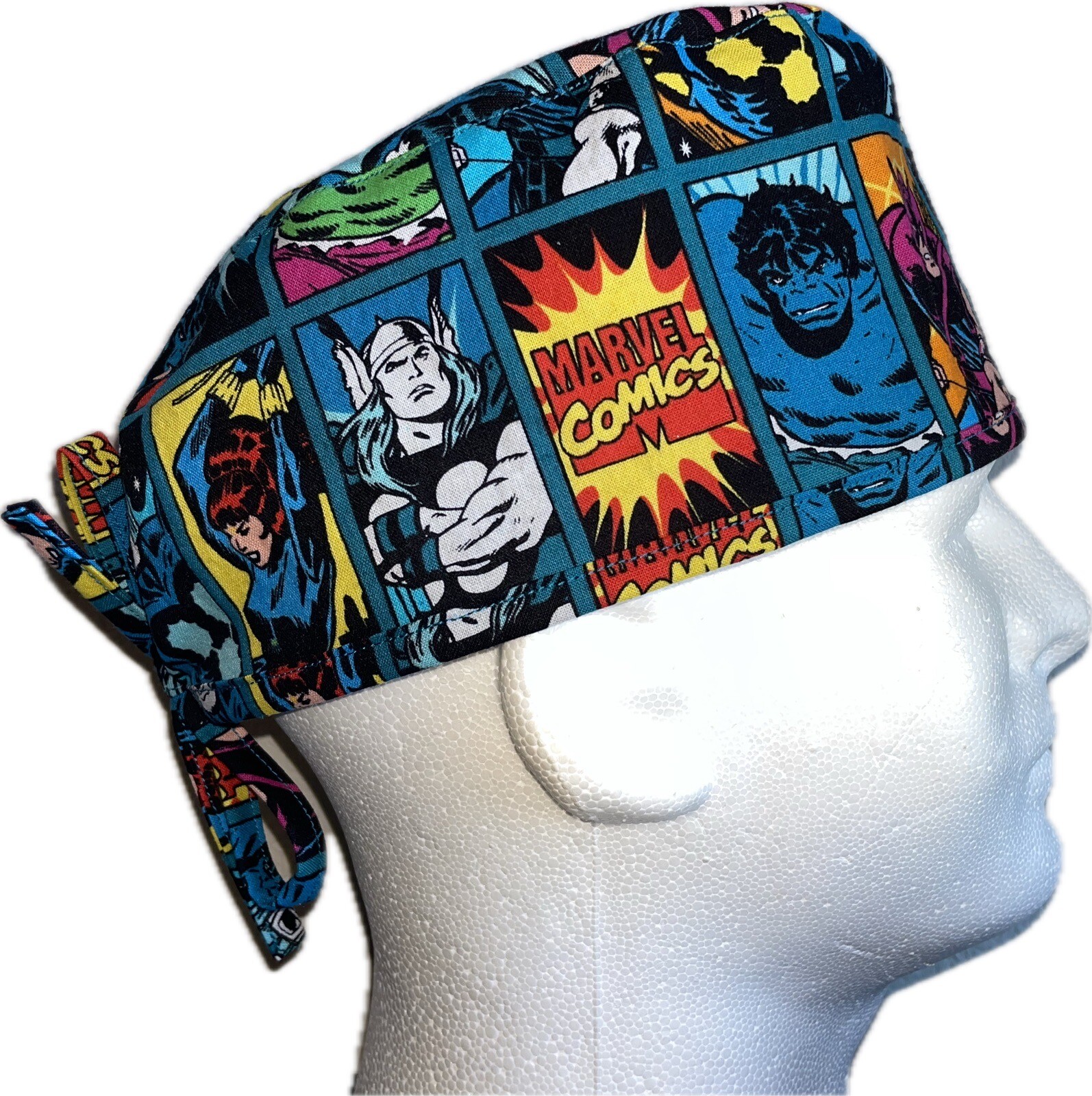 Marvel Characters Teal Scrub Hat Chemo Cap