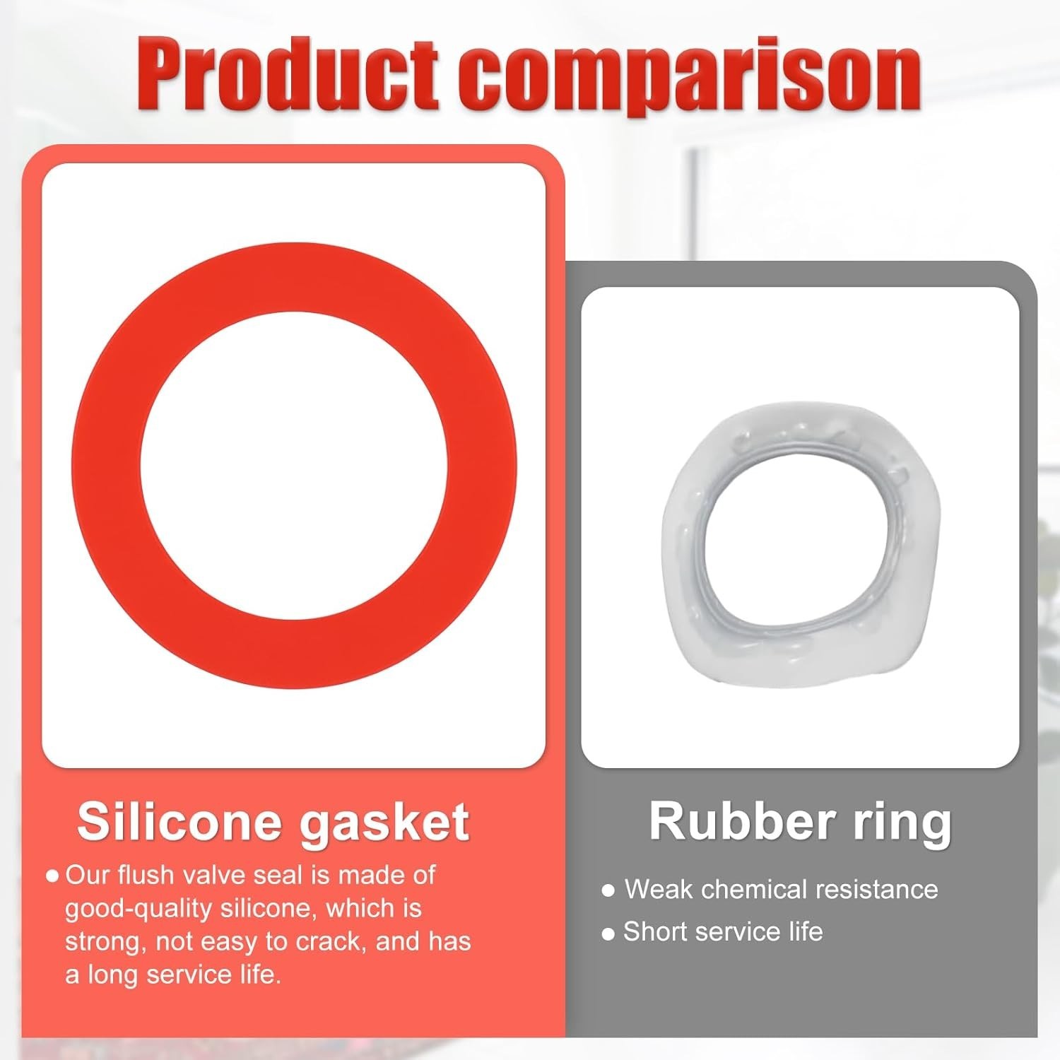 3-Pk Flush Valve Seal for Mansfield 210/211, Silicone Toilet Gasket, Red, NEW!..