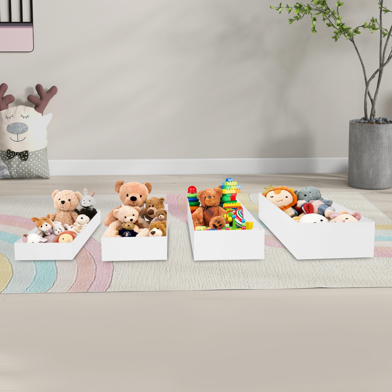 4Pcs White Acrylic Display Stands, Buffet Risers, Acrylic Nesting Stands Durable