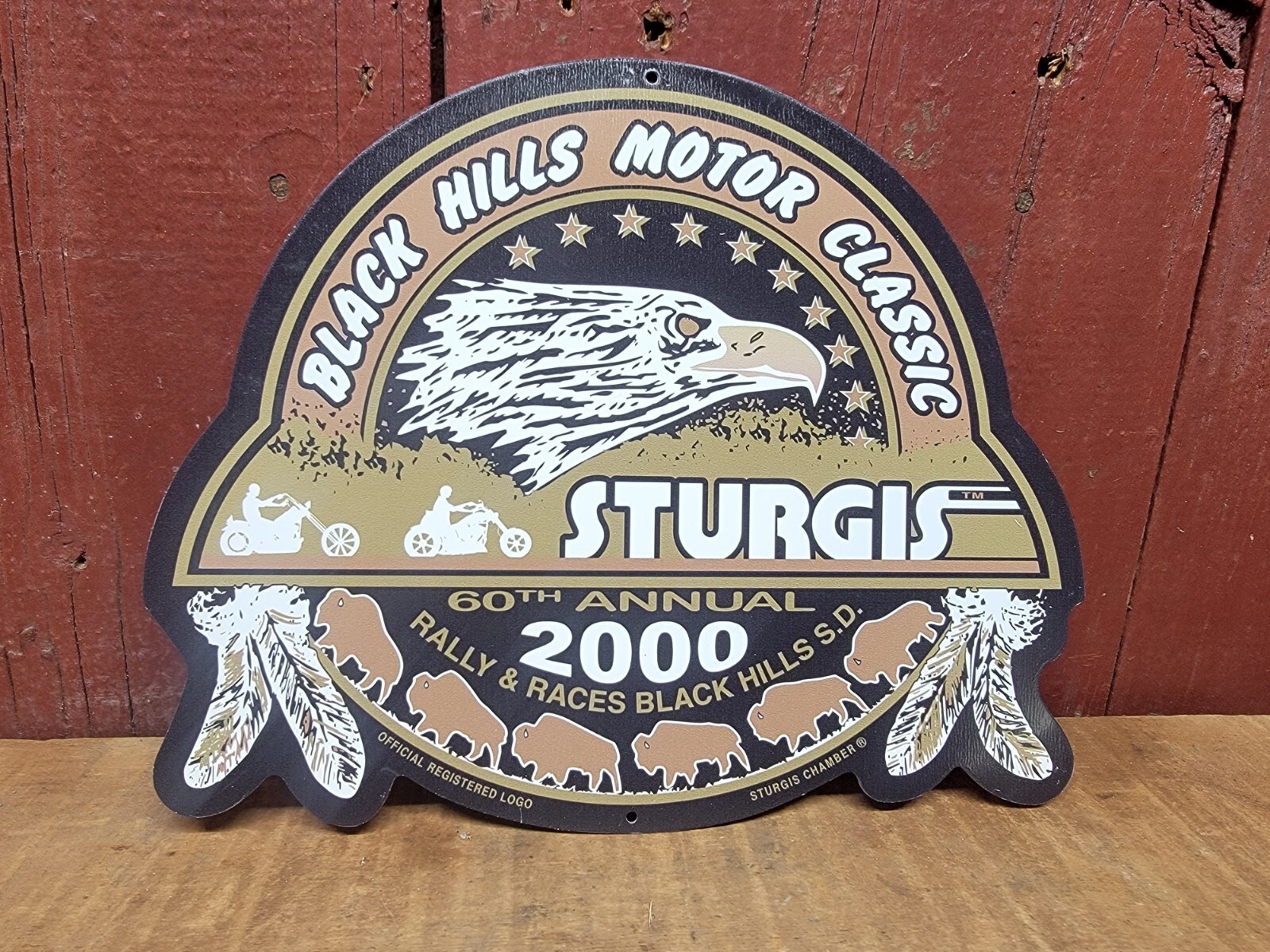 NOS 60th ANNUAL STURGIS SOUTH DAKOTA CHAMBER HARLEY BIKE RALLY METAL SIGN 2000