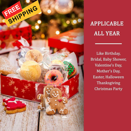 300 PCS Clear Cellophane Cookies Bags Self Sealing with 4x6" and 5x7",
