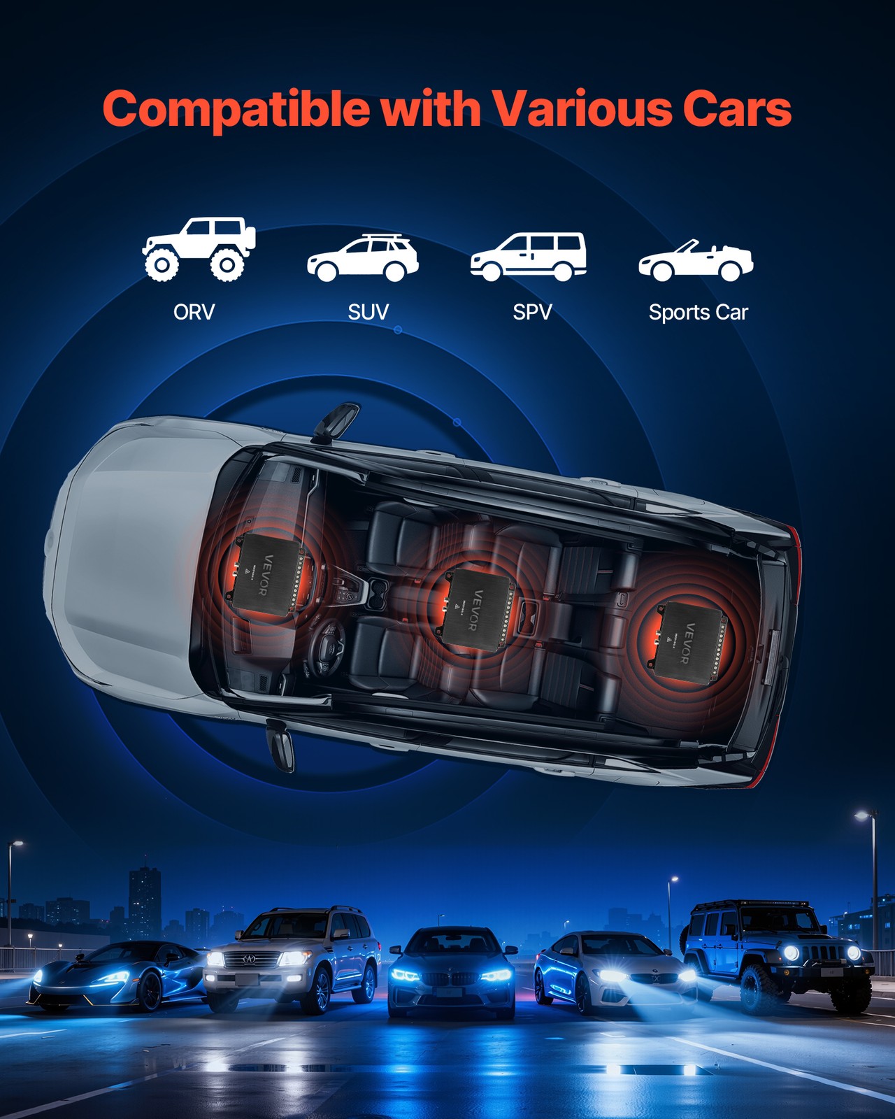 VEVOR Car Audio Amplifier Car Amplifier 4-Channel Class D Max. 4x110W at 4 Ohms