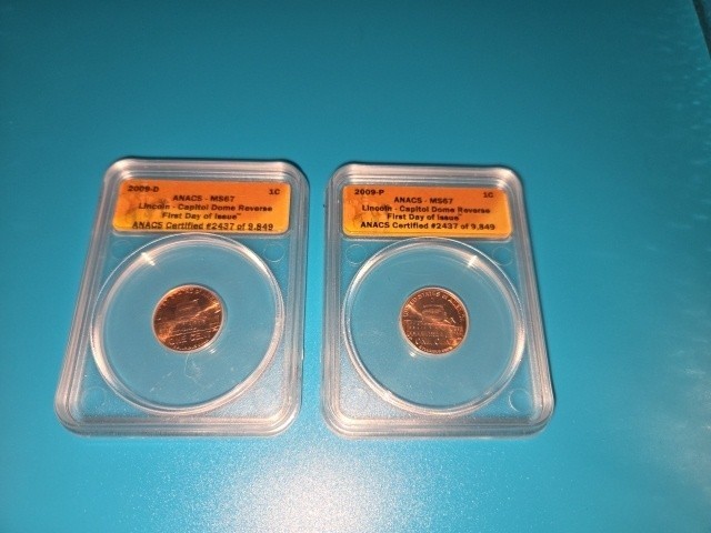 MS67 First Day Issue 2009 P & D Lincoln Capitol Dome Reverse Cent ANACS Graded