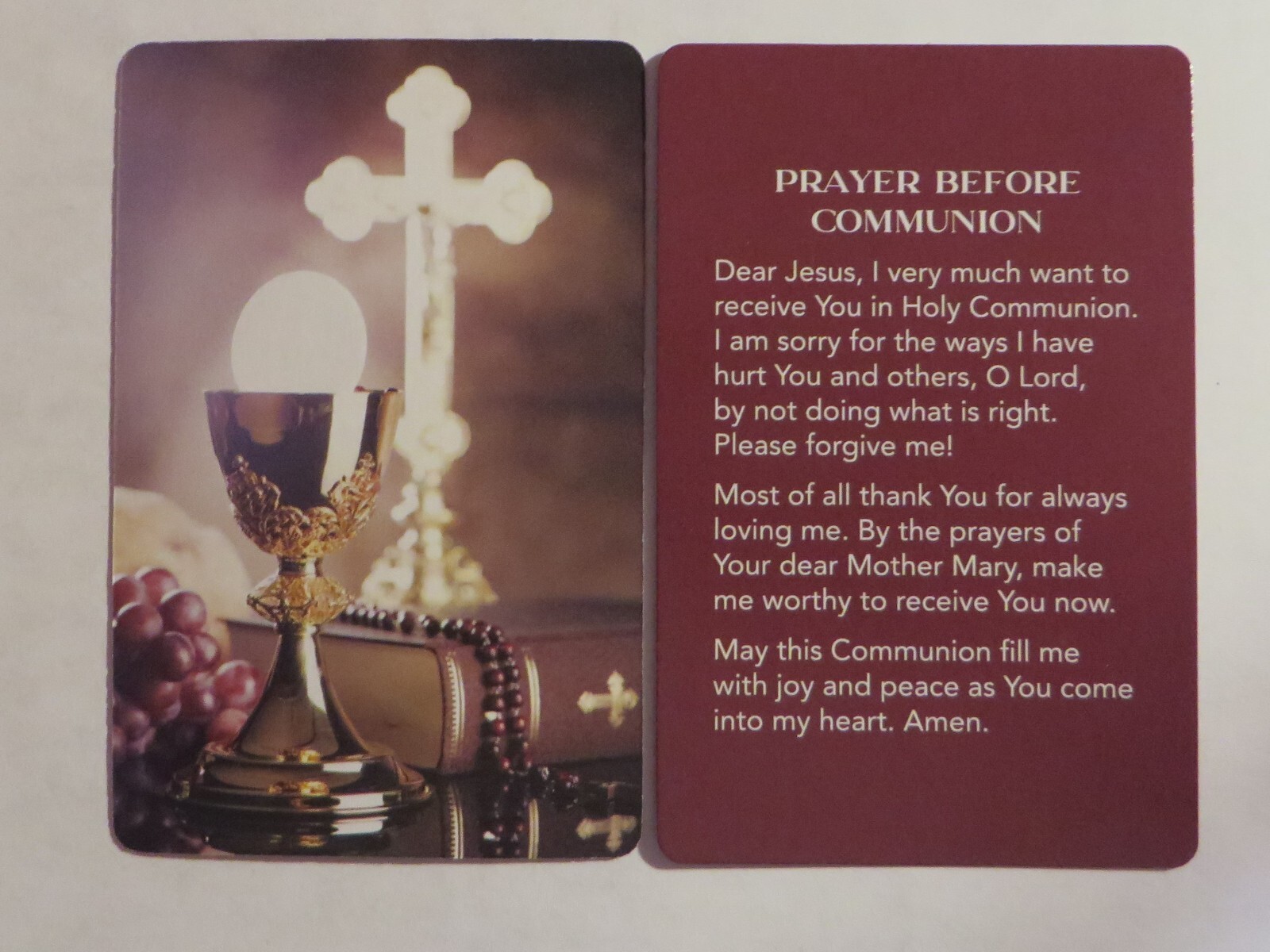 Prayer Before Communion - Laminated Holy Card