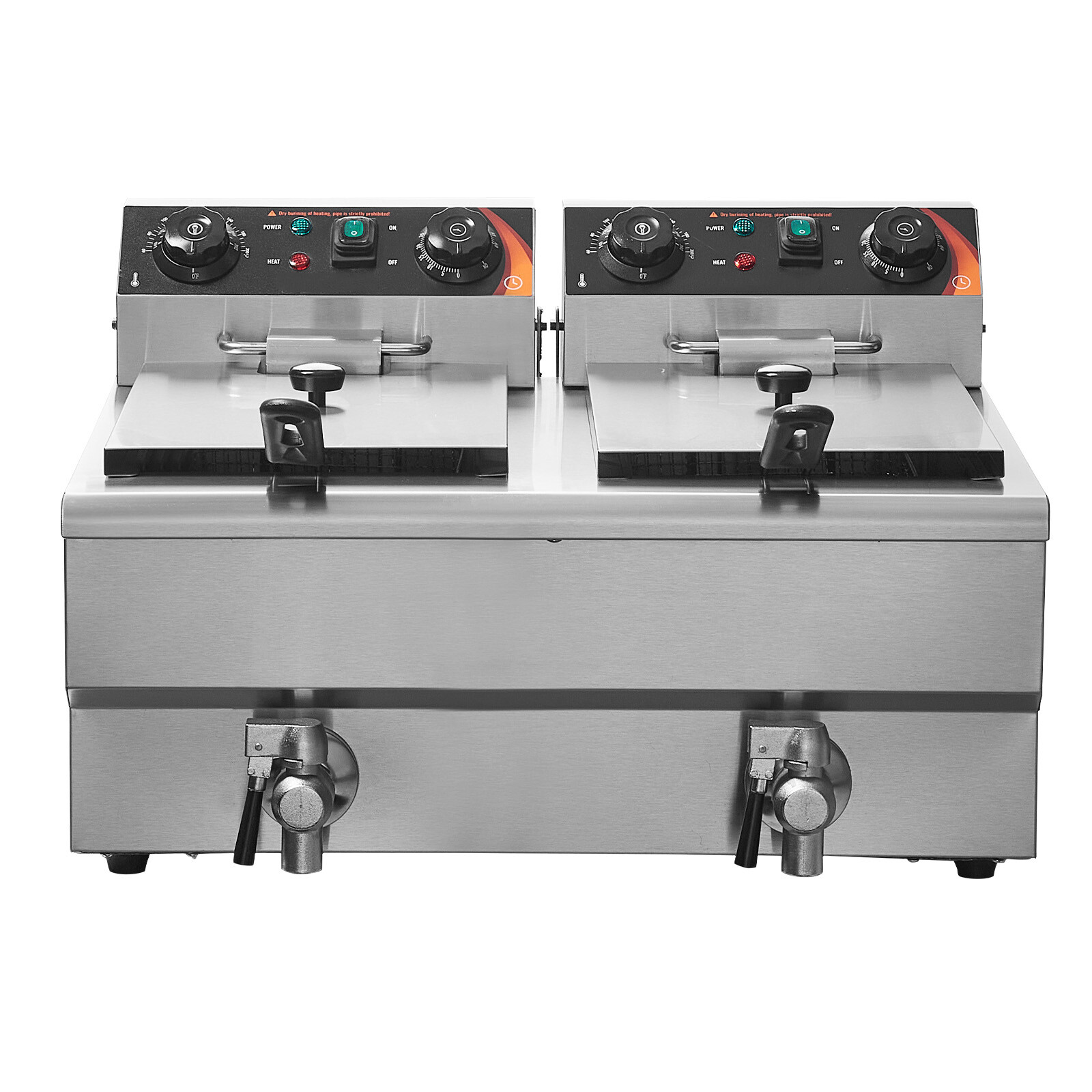 Commercial Electric Deep Fryer 22L Countertop Deep Fryer w/ Dual Tanks 3000W