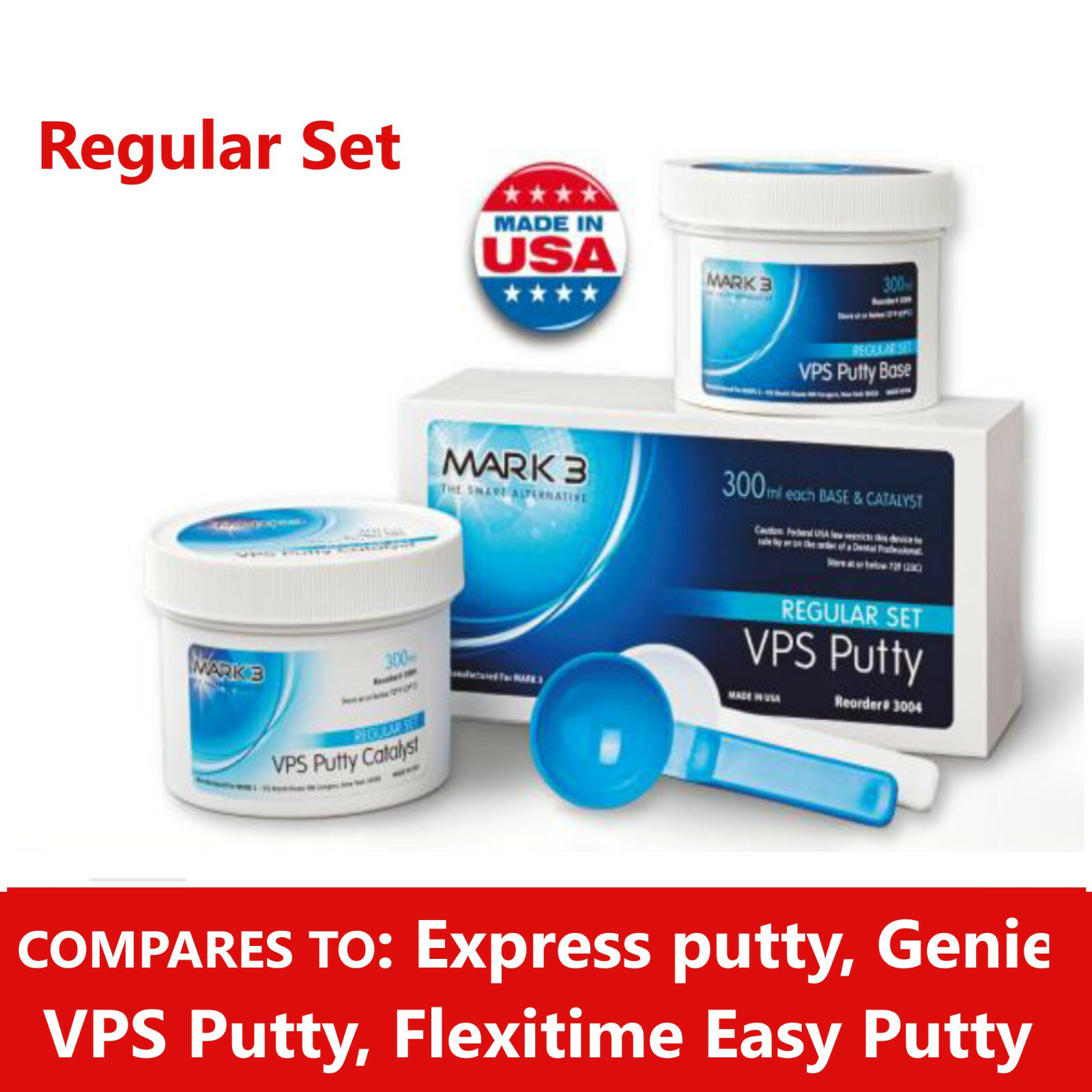 Dental VPS Putty Set VPS Impression Material Base or Catalyst 600 ml, Made in US