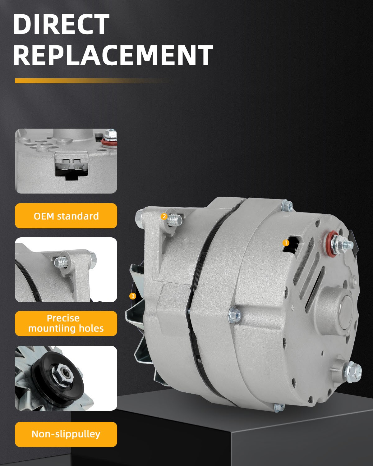 Alternator fits High Output 105Amp 1-Wire 10SI Self-exciting SBC BBC GM ADR0151