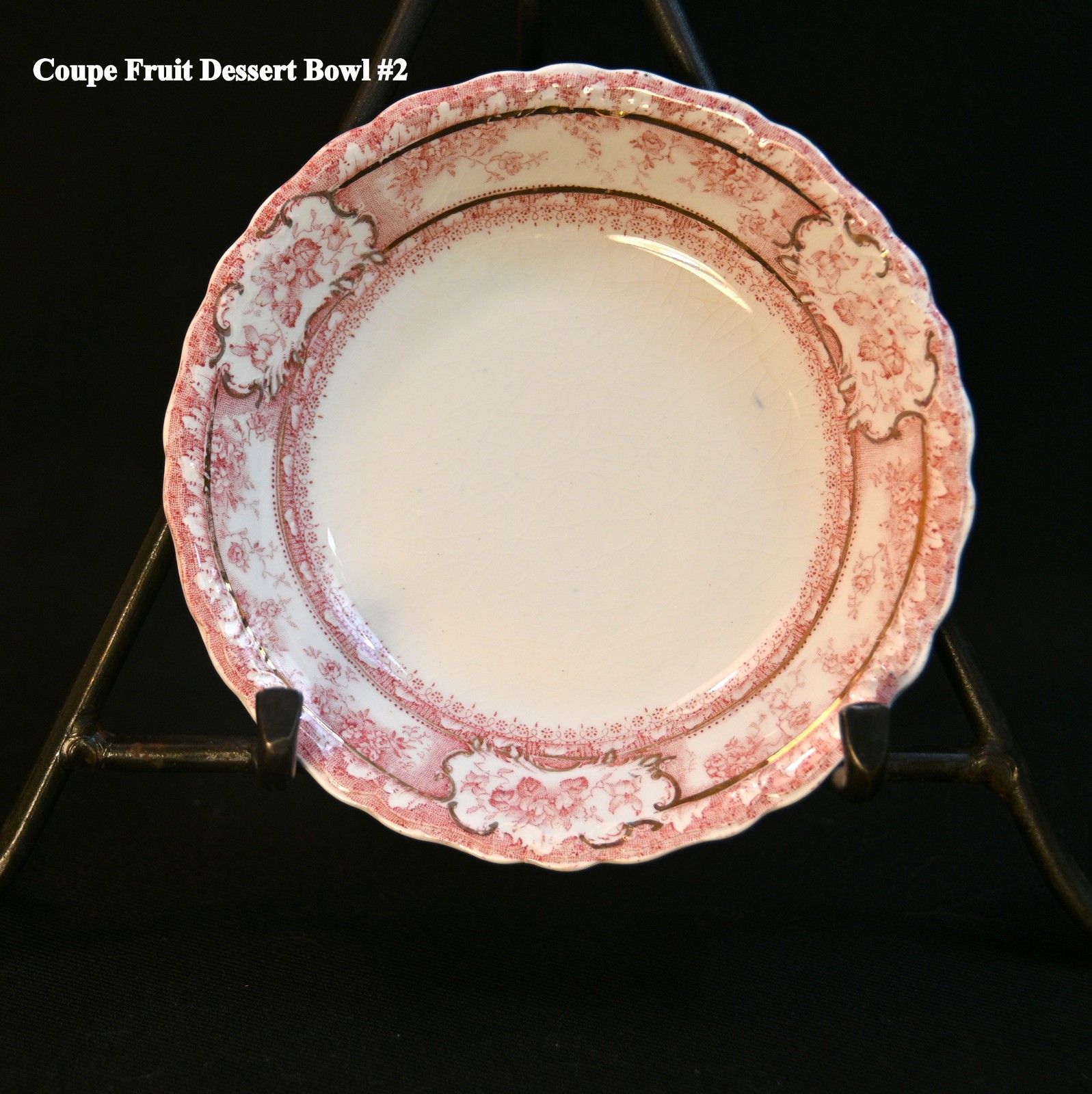 Wedgwood 5 Fruit Dessert Bowls Coupe Phoebe Pink wGold Accents England 1900-1906