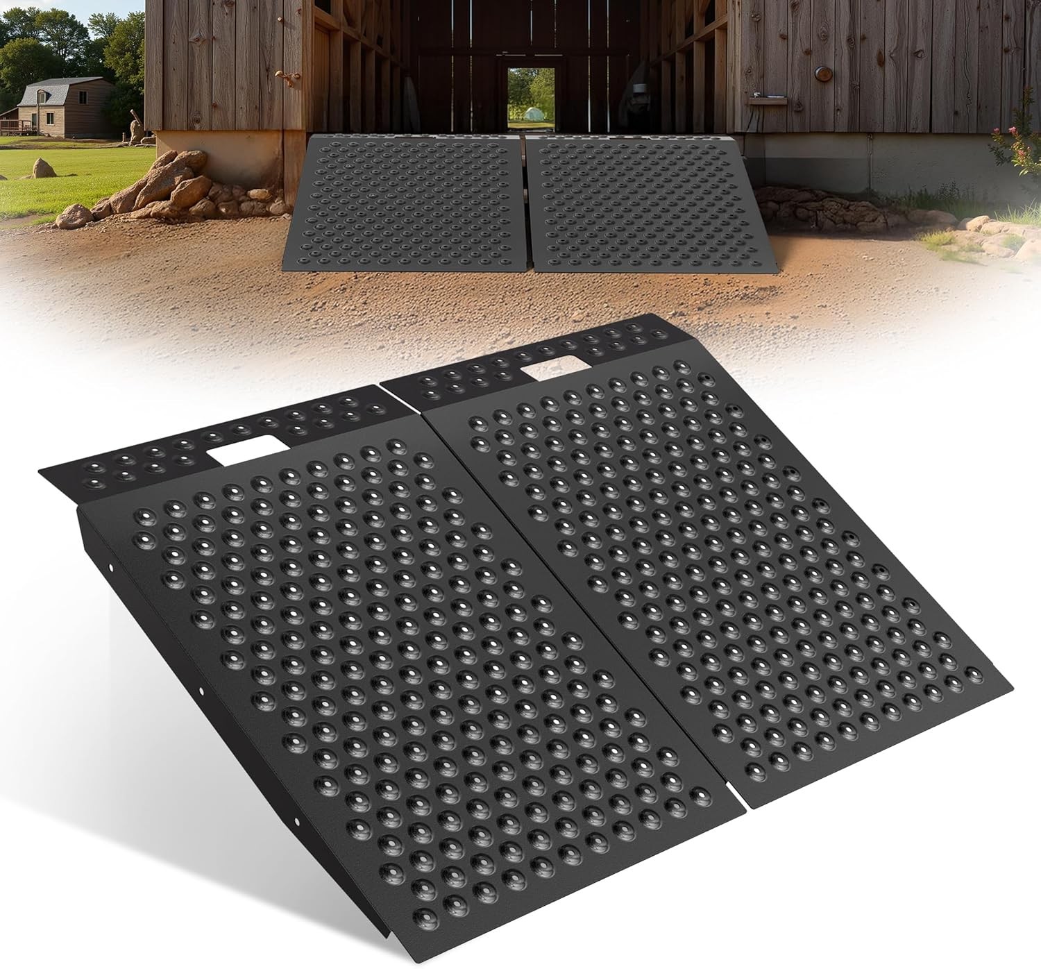 36"x48" Shed Ramp Anti-Slip Punch Plate Ramp for ATV Motorcycles Garages & Barns