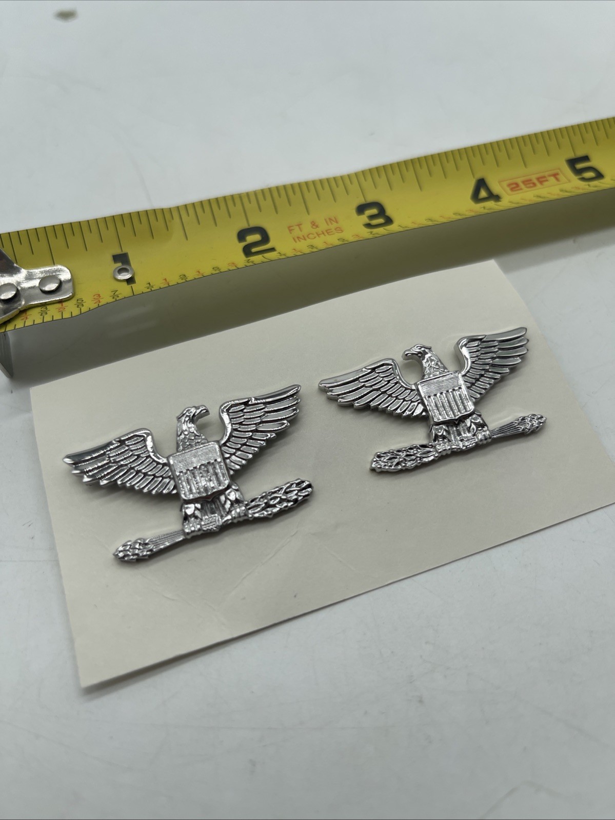 X2 U.S. Military Colonel Rank Eagle Right & Left Side Cap Pin Silver Tone Pair