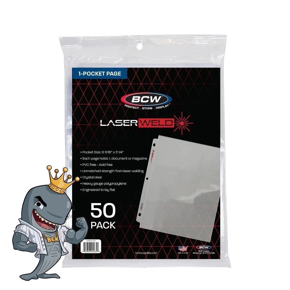 BCW LaserWeld 1-Pocket Document 8.5X11 Pages 50ct Pack FREE SHIP